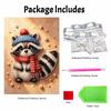 DIY Pearl Bead Painting Kit Cute Raccoon Winter Hat Scarf Stress Relief Craft Frameless 3D Canvas Art for Adults Home Decoration Gift