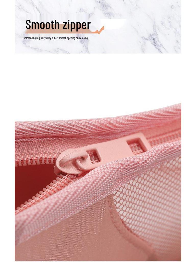 Minimalist Portable Makeup Bag with Visible Storage for Eyebrow Pencil, Eyeshadow, Brush, and Lipstick - Large Capacity