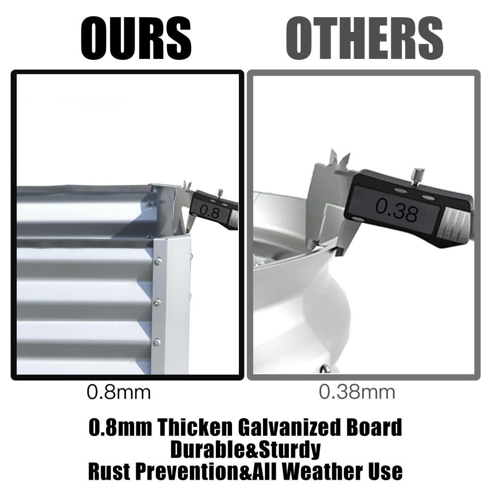 US 6x3x1.5Ft Galvanized Raised Garden Beds Large Elevated Planter Raised Beds Rot-Resistant Deep Root Planter Box For Vegetables