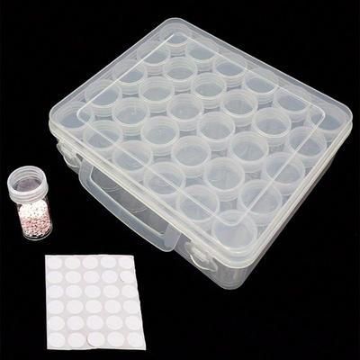 Herramienta de pintura de diamantes 5D DIY30, kit de mosaico artesanal en caja de botella redonda, contenedor de accesorios de plástico para mosaicos de cuentas y herramientas.