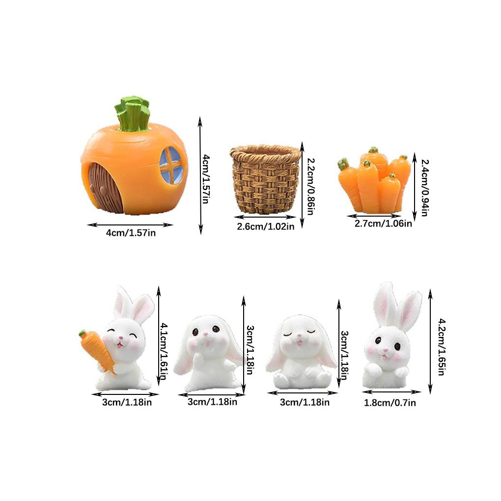 7Pcs/Set Easter Miniature Animal Figurine Resin Home Office Farmhouse Table Countertop Decor Holiday Art Crafts