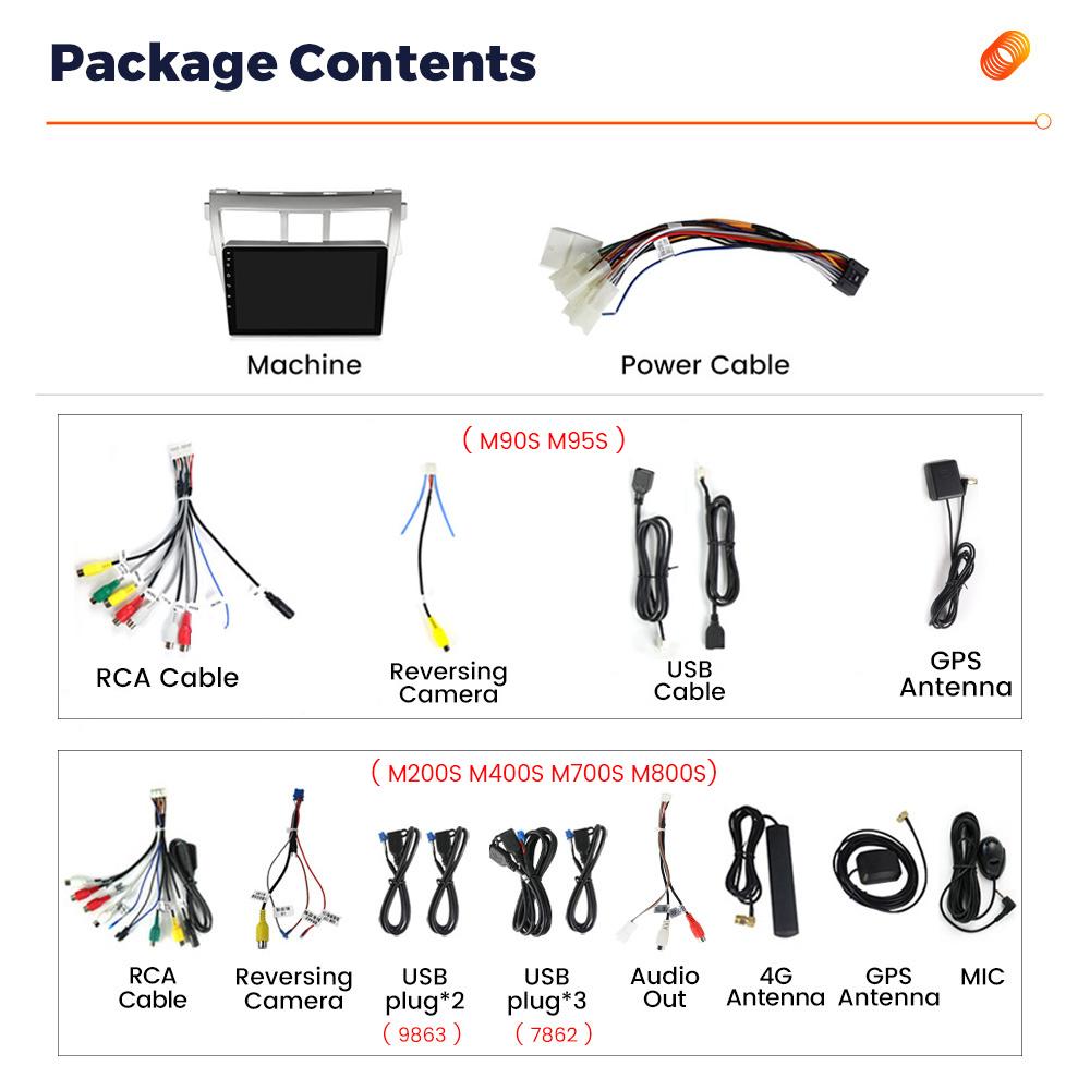 Navifly Wireless Carplay Android Auto Radio auto player video pentru Toyota Vios Yaris 2007 2008-2012 WIFI GPS Stereo 2Din Unitate principală