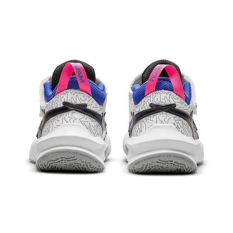 Nike x Space Jam Team Hustle D 10 SE Mid top Basketball Shoes White Black Blue Children Aged 3 7 Years Old DH8055-100