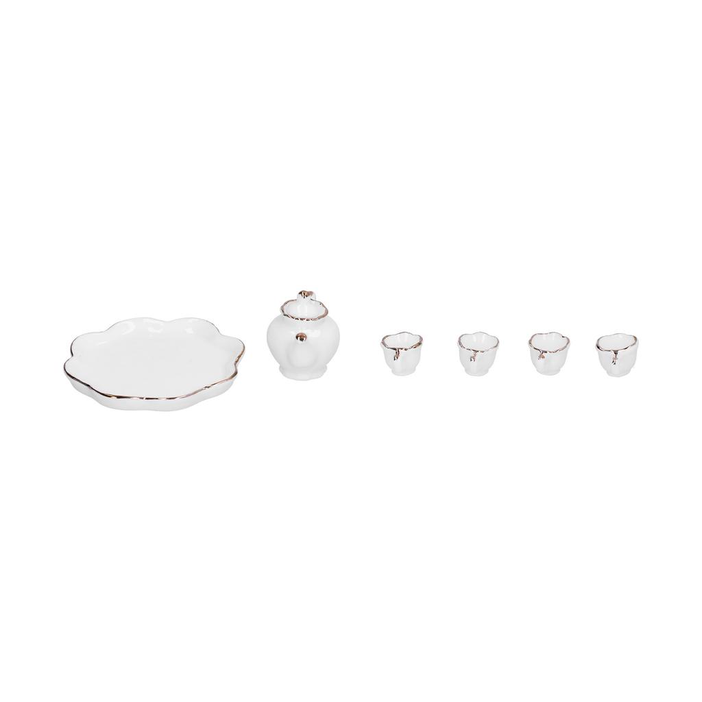 1:12 Tea Set Miniature Tea Cup Teapot Tray Decoration Kitchen Accessories