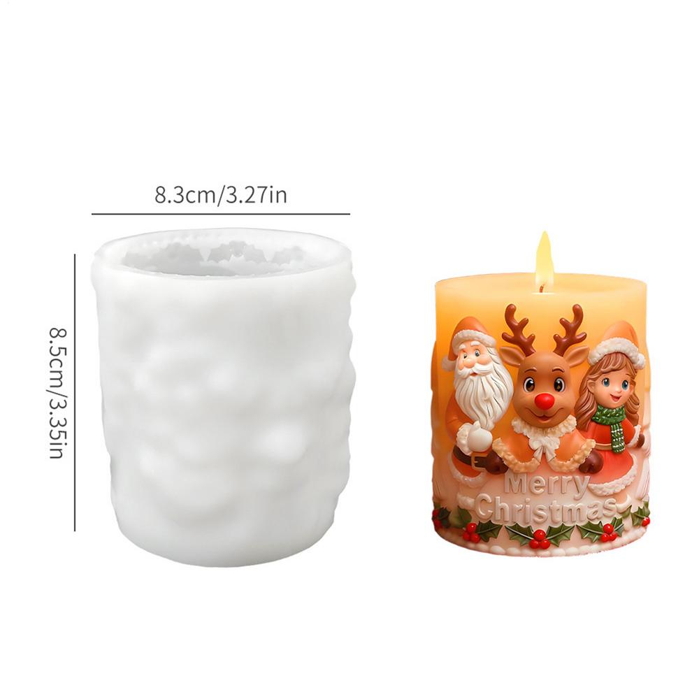Christmas Candle Molds  3D relief Santa Claus reindeer girl candle making mold Silicone Holiday Ornament Casting Mold for Candle