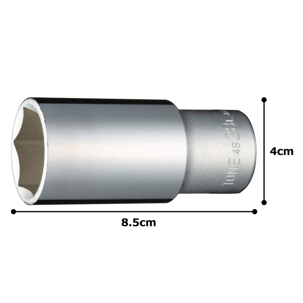 TONE Deep Socket Drive Angle Width Across Flats 28mm (Hexagonal) 4S-28L 12.7mm (1/2")