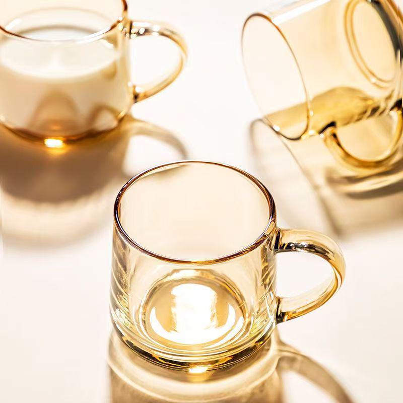Tazza da Caffè in Vetro Soffiato a Mano da 360ml con Manico Elegante