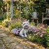 Sweet garden figure york terrier with bow gray