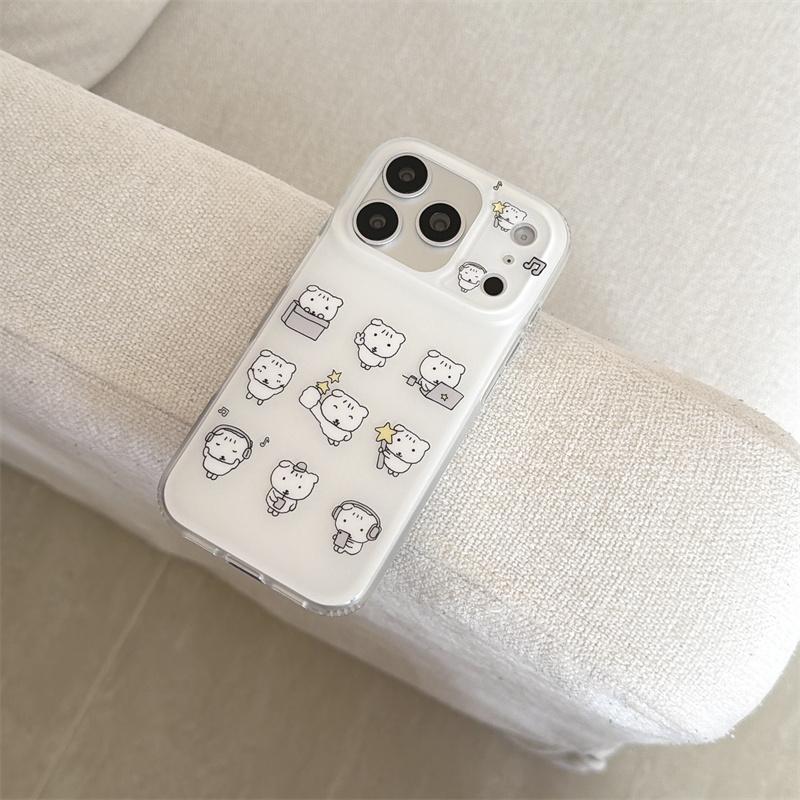 Kawaii Cute Puppy Matte Phone Case For iPhone 17 Pro 16 15 14 Pro Max White with Star Pattern Shockproof 14 16 17 Protective Cas