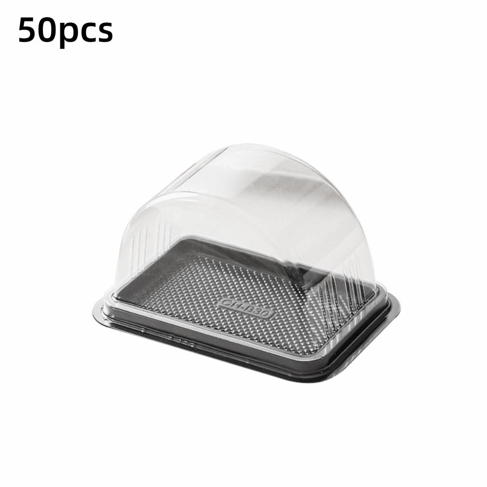 50 pcs Black/White Swiss Roll Packaging Box Thickened Clear Lid Dessert Containers Large Cake Wrapper чёрный