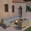 Day and Night - Day and Night Garden Furniture Set 10 Pieces and Cushions Solid Pine Wood