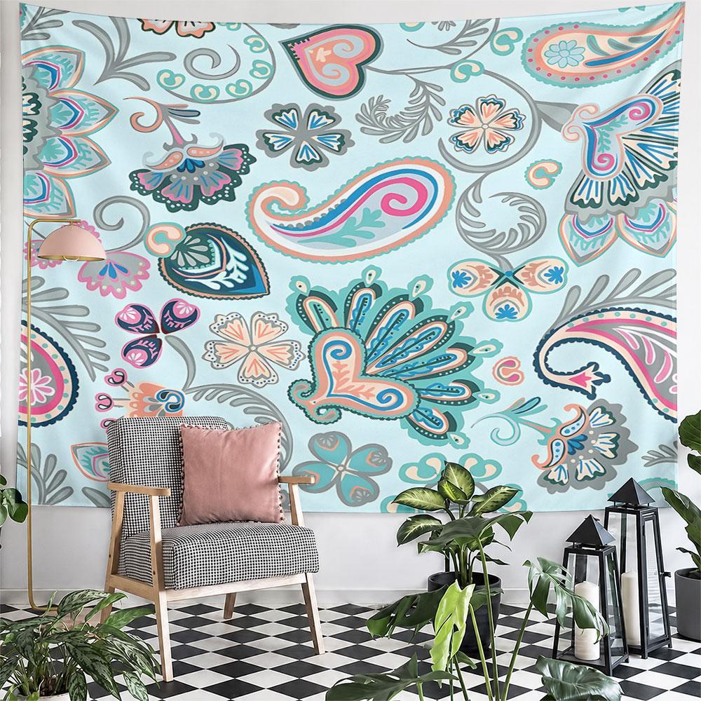 Floral Paisley Pattern in Pastel Colors Pattern Wall Hanging Tapestry Decorative Tapestry Home Decor for Bedroom and Living Room