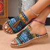 Women Color Ethnic Style Slippers Summer Round Head Large Size Sandals Casual Beach Non-slip Lightweight Shoes Zapatos Mujer