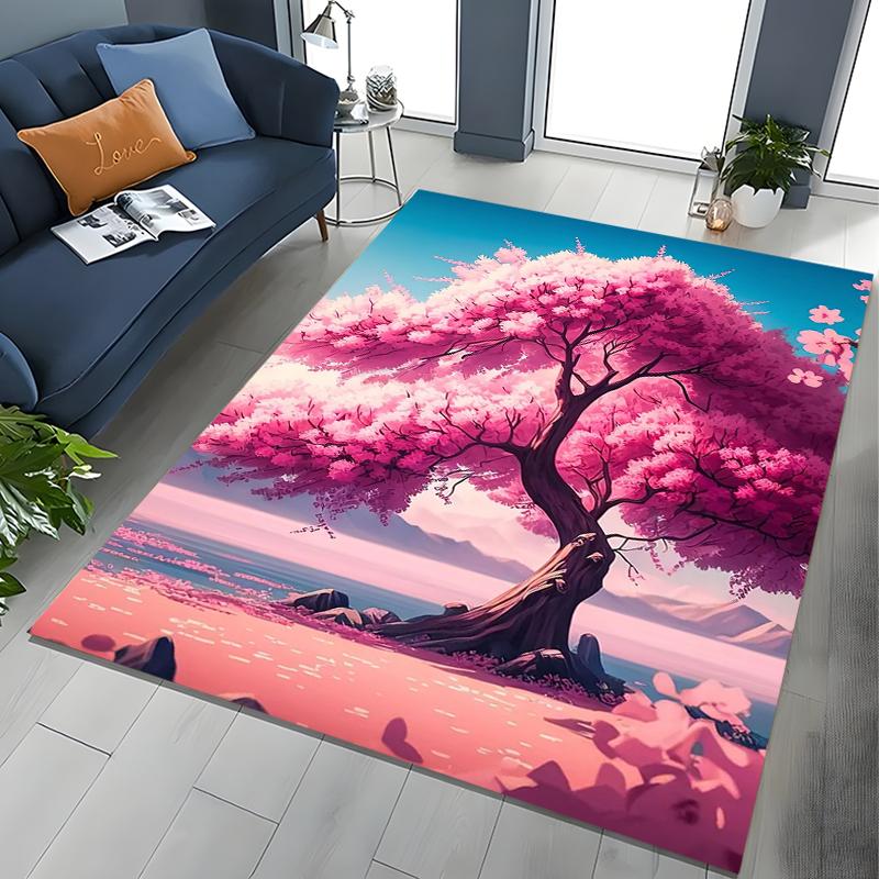 Japanese Cherry Blossom Mount Fuji 3D Large Area Kids Carpet for Home Living Room Child Rugs Bedroom Sofa Doormat Floor Mat Gift