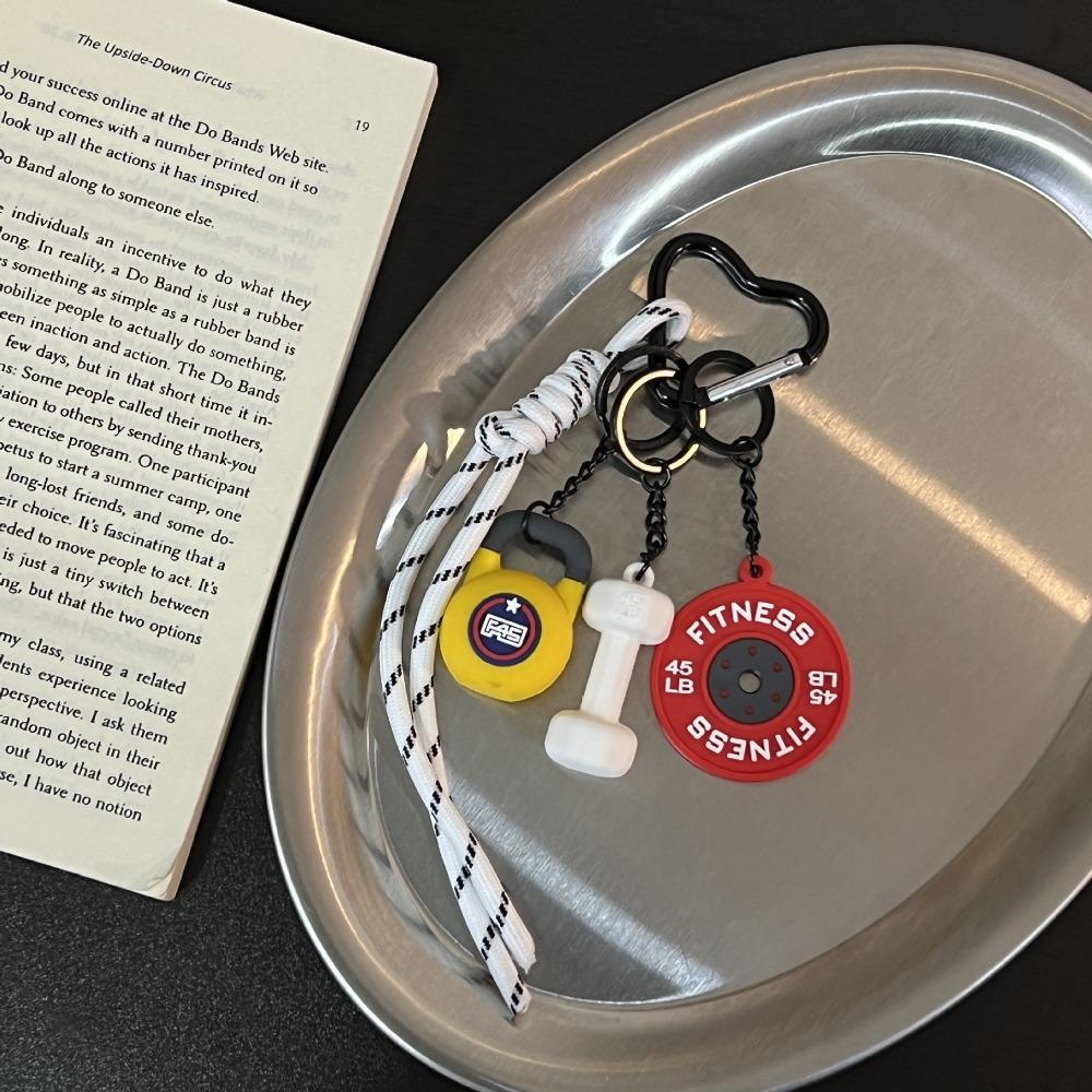 Heart Buckle Fitness Series Pendant Mini Kettlebells Barbell Plates Bag Hanging Bag Charm Creative Simulation Dumbbells Keyring
