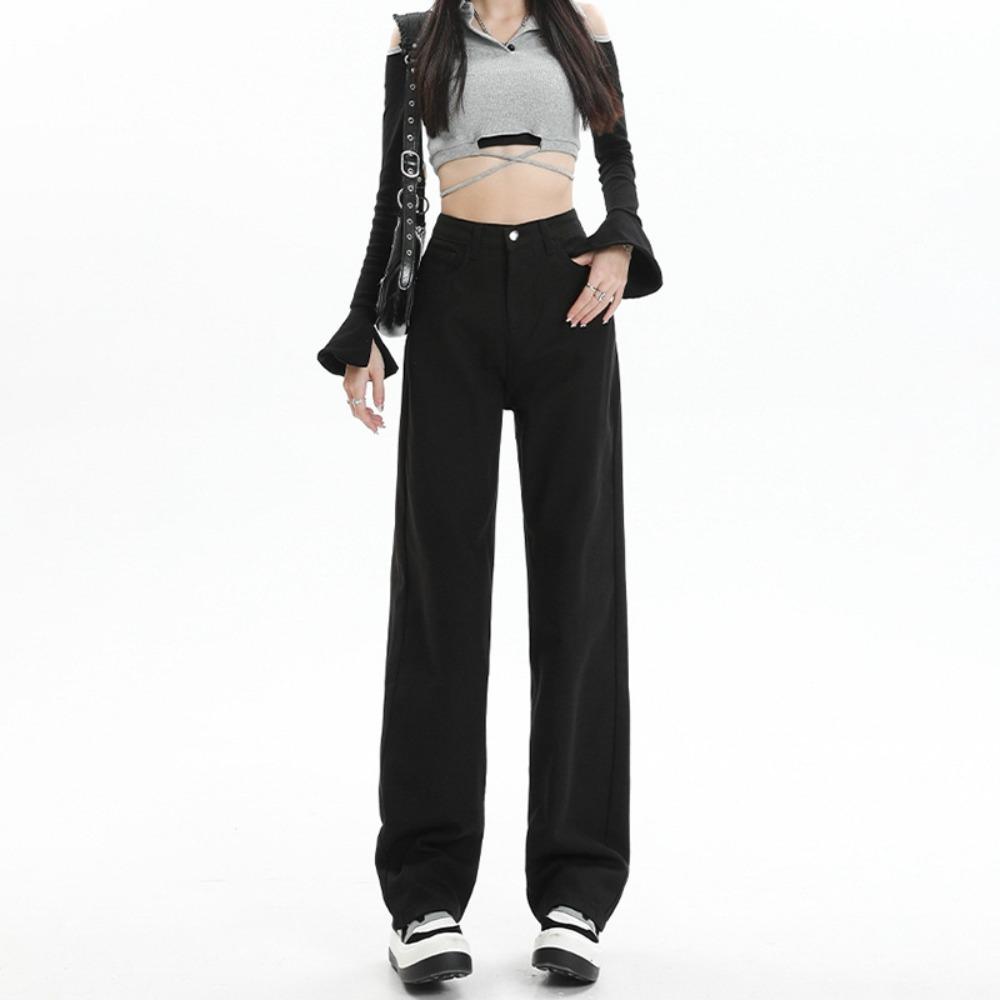 High-waisted Jeans Women's Straight-leg Small 2025 Autumn and Winter New Slim-fitting and Thin Versatile Drape Wide-leg Pants