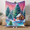 1Pc Christmas Winter Wonderland Blanket Soft And Comfortable Casual Warm Camping Travel Christmas Halloween Gift M921321