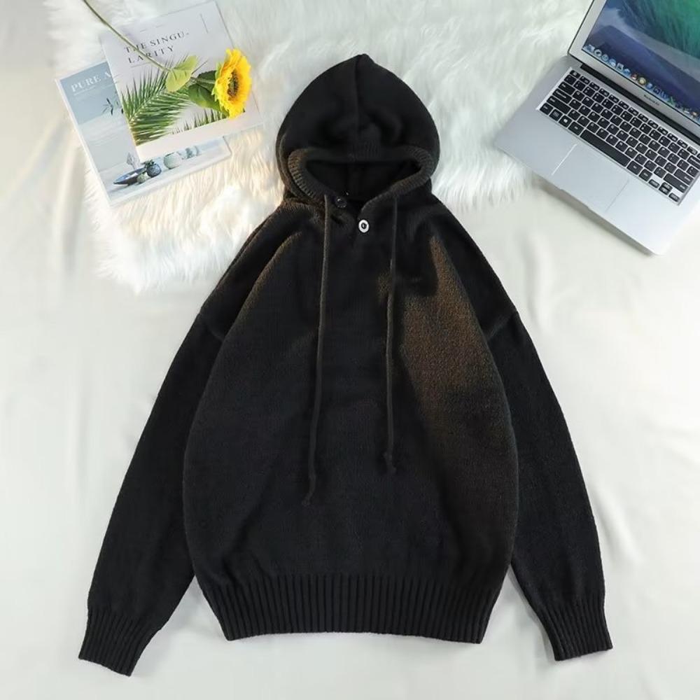 Pulover cu glugă pentru bărbați Toamnă/iarnă Stil vintage lejer Versatil Top tricotat Trendy Stil colegial Pulover îmbrăcăminte casual
