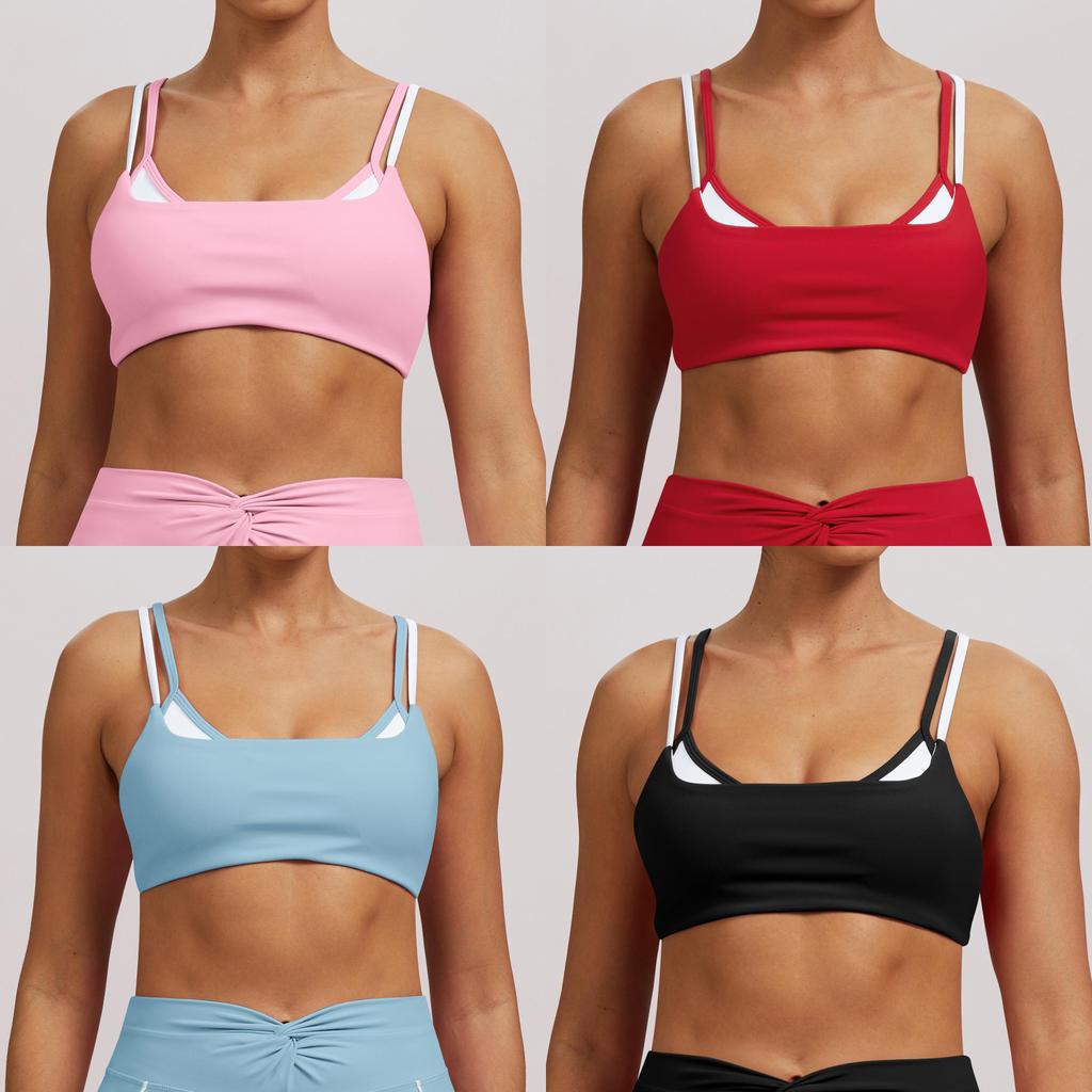 Nude Feeling Double Strap Yoga Bra With Chest Pad For Fitness And Sport Activities