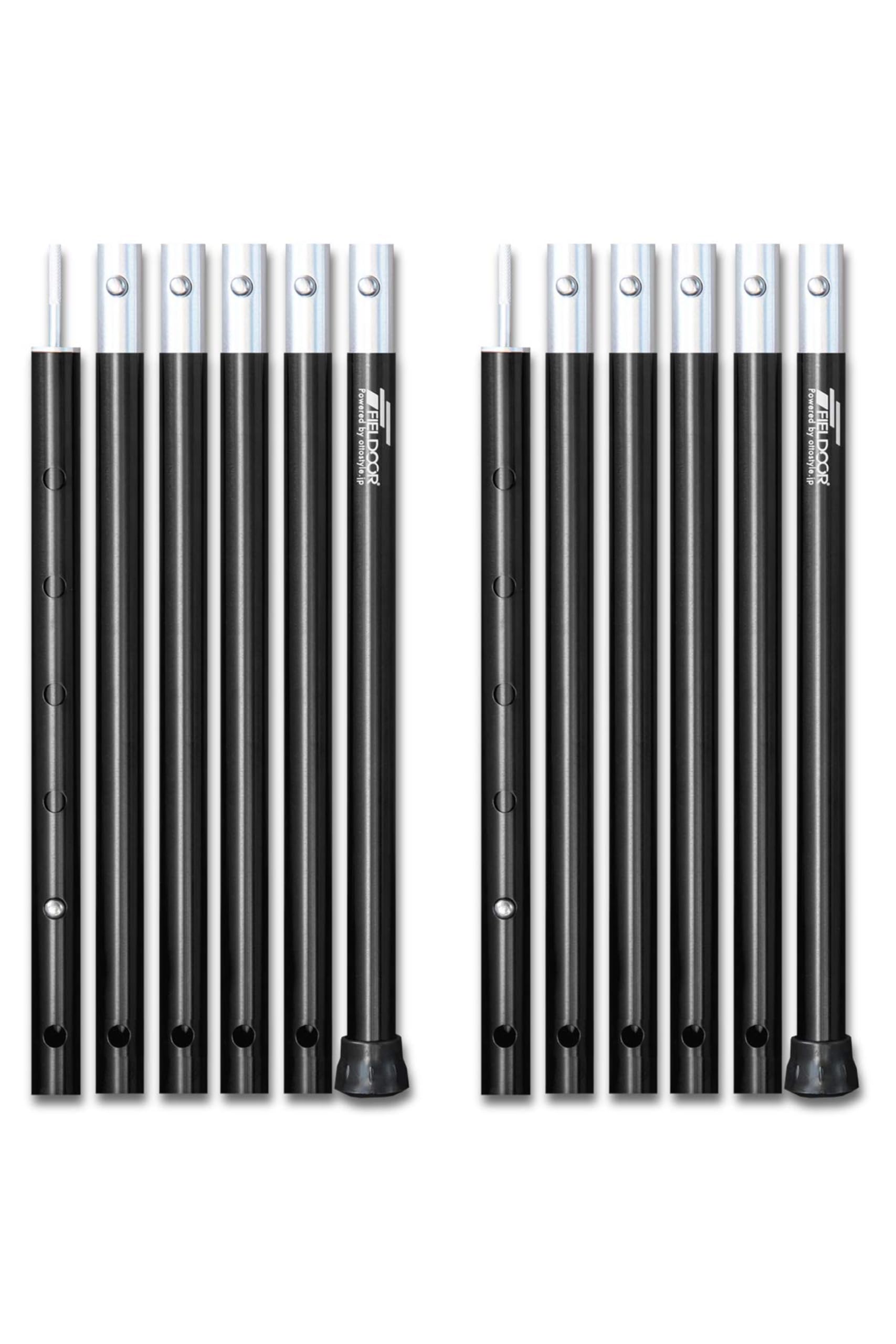 

FIELDOOR Aluminum Tent 24mm Diameter Set of Connectable Tent 70 x Push Split Camping Tarp Poles, (Black), 2, 6-Piece Poles, Adjustable, 230cm, Pins,