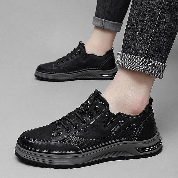 Men's Breathable Flat Shoes with Lace Oxford Comfortable Outdoor Running High-quality Leather Casual Fashion Luxury Brand