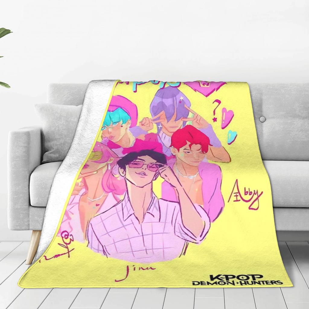 Super Warm BlanketBoy Girl Airplane Travel Saja Boys K Pop Demon Hunters Throw Blanket  Flannel Bedspread For Novelty Bed Cover