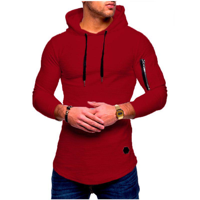 Slim Gym Mens Fit Hoodie Long Sleeve Muscle Tee Tshirt Tops Sweatshirt Blouse
