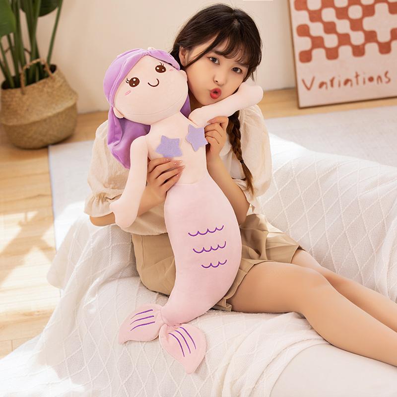 Cartoon Mermaid Doll Throw Pillow Cute Bed Plush Toy Princess Children's Day Girl Rag Doll Toy Gift Waist Child Gift