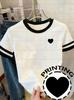 2026 summer Womens Short Sleeve  Edition Red Heart Print T-Shirt Girl Round Neck Outdoor Sports plus-size beach surf t-shirt