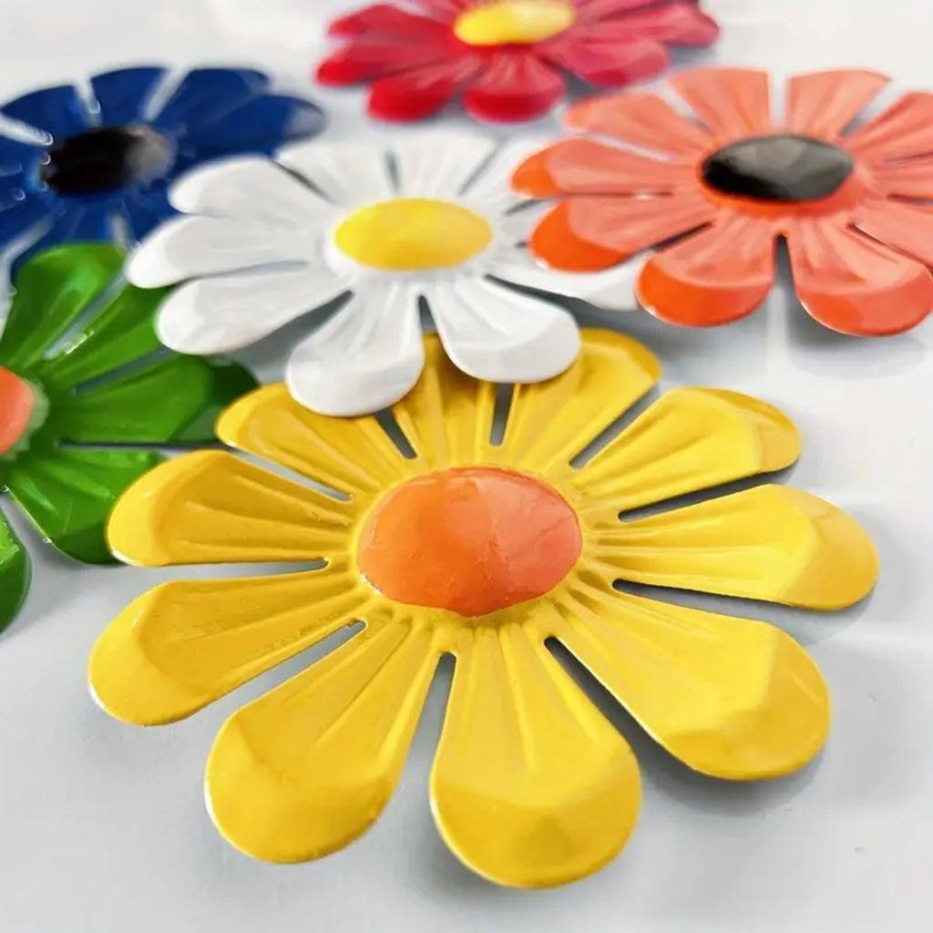 6PCS Metal Outdoor Wall Decoration Sunflower Decoration Ornaments