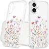 Floral Clear Case for iPhone 16 for Women Girls,Cute Flowers Design Phone Cover,Slim Soft Transparent Drop Proof Pretty Flower Print Pattern TPU
