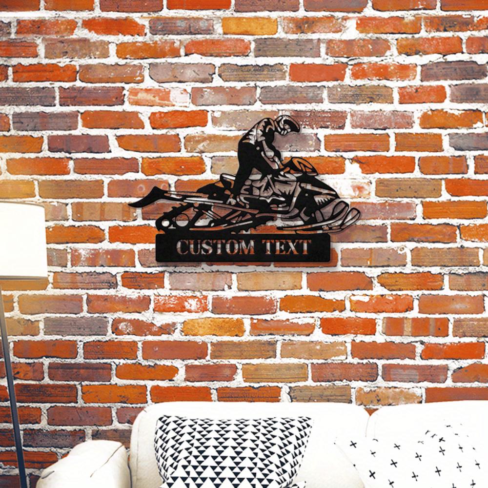 Distinctive Custom Laser-Cut Snowmobiler Metal Wall Art for Garage Outdoor Decor