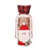 Christmas Supplies Christmas Red And Black Checkered Linen Red Wine Bottle Embroidered Christmas Doll Handbag