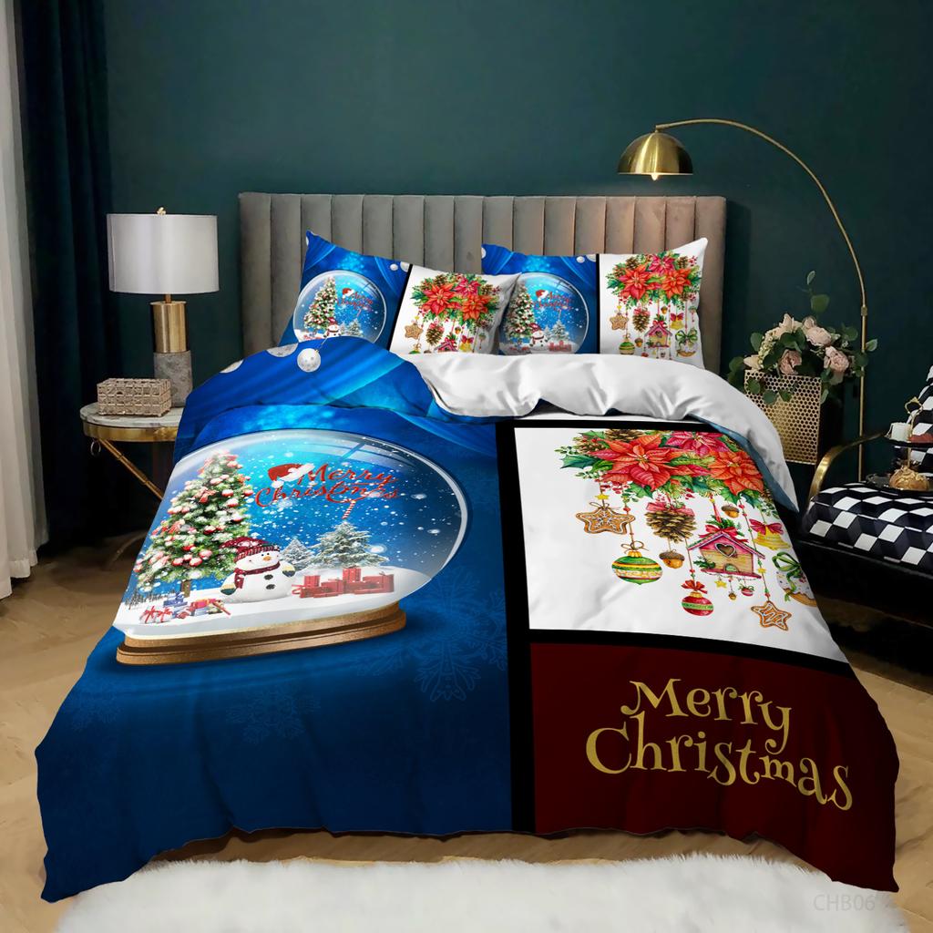 3D Christmas Bedding Happy New Year Down Duvet Cover 2/3 Pieces Polyester Comfortable Single/double Bed Luxury Home Textile Christmas Gift