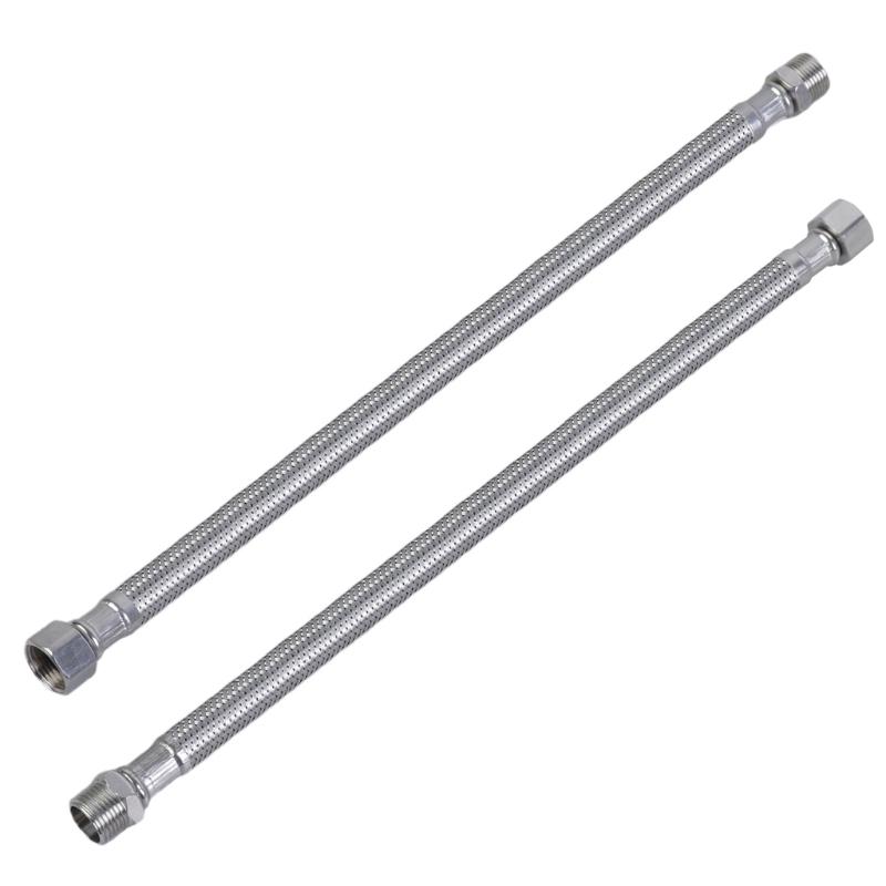 2pcs 304 Stainless Steel Flexible Pipe Water Heater Connector Hose 3/8 Inch Suitable for Faucet Water Heater Connection