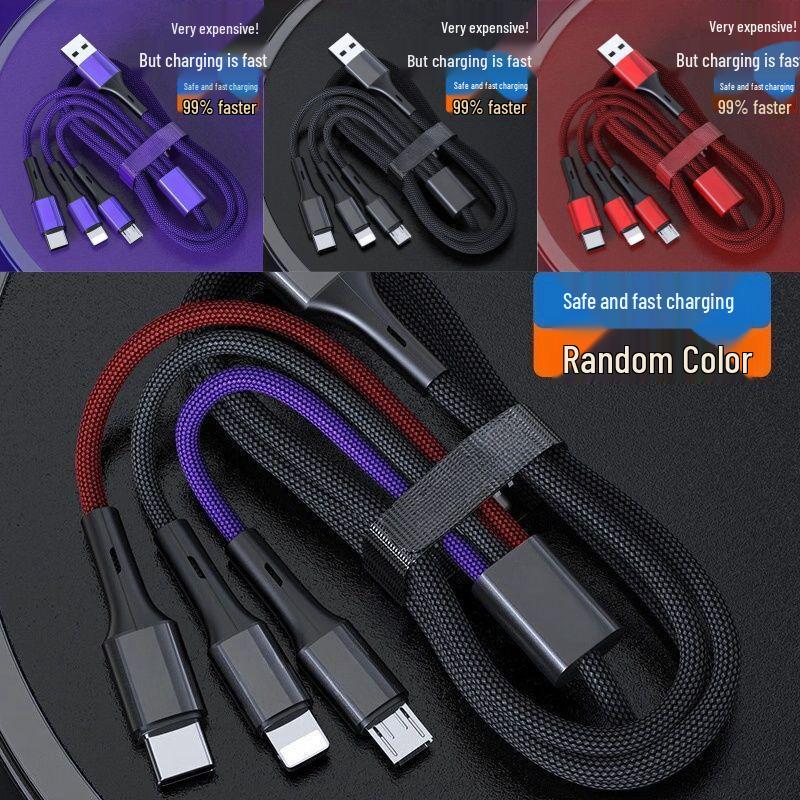 120W Super Fast Charging 3-in-1 Cable with Digital Display for Apple, Huawei, OPPO