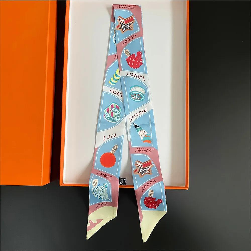 

Новый маленький шелковый шарф-лента Элегантная резинка для волос Повязка для женщин Узкий платок на голову шею Сатиновый платок для украшения сумки 90cmx5cm&Adult