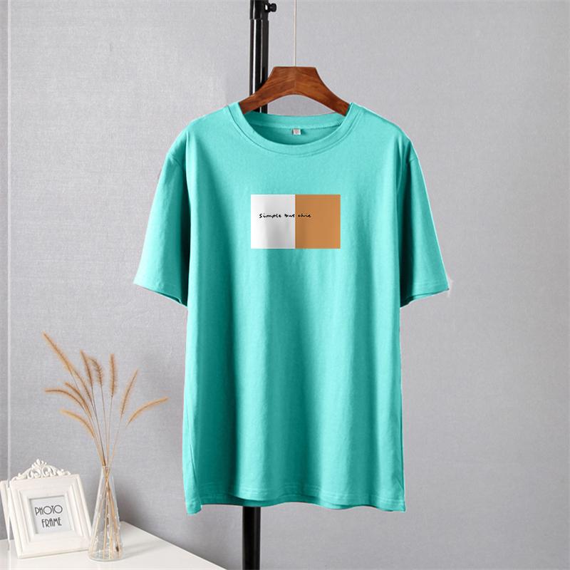 Módní tričko Shellsuning s potiskem dopisů pro ženy Letní základní trička s výstřihem do O Umělecká trička nadměrné velikosti Dámské 100% bavlna Základní měkké topy Harajuku