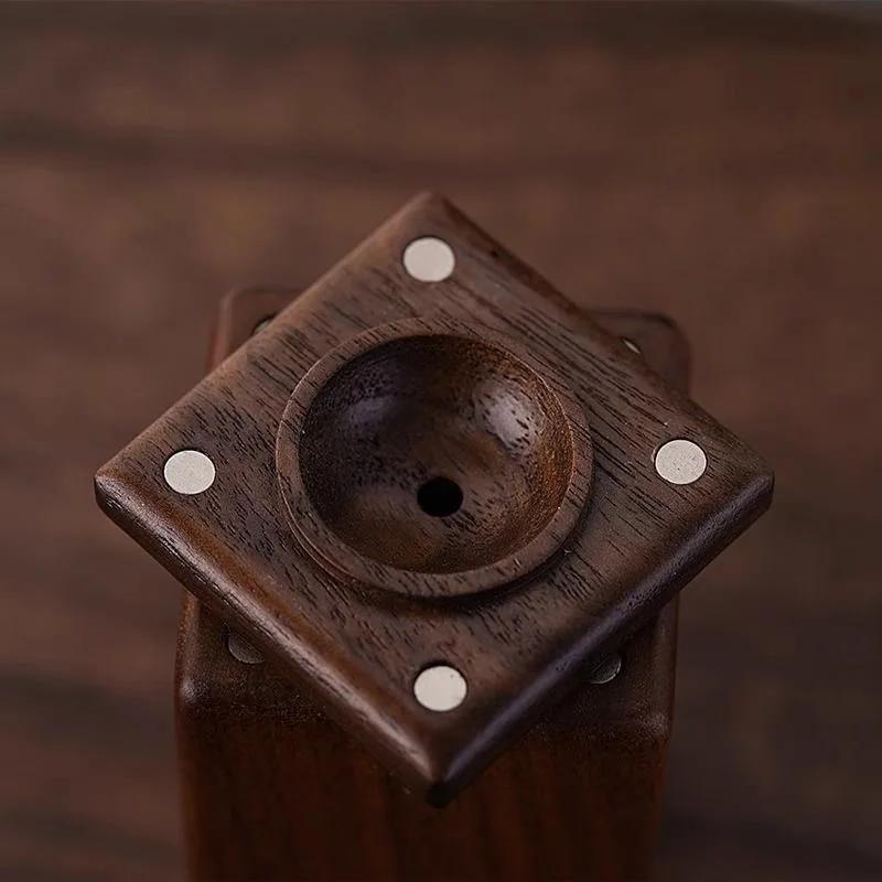 Light Luxury Walnut Wood Toothpick Box Creative Chinese Style Magnetic Suction Toothpick Tube Portable Storage Box Desktop Decor
