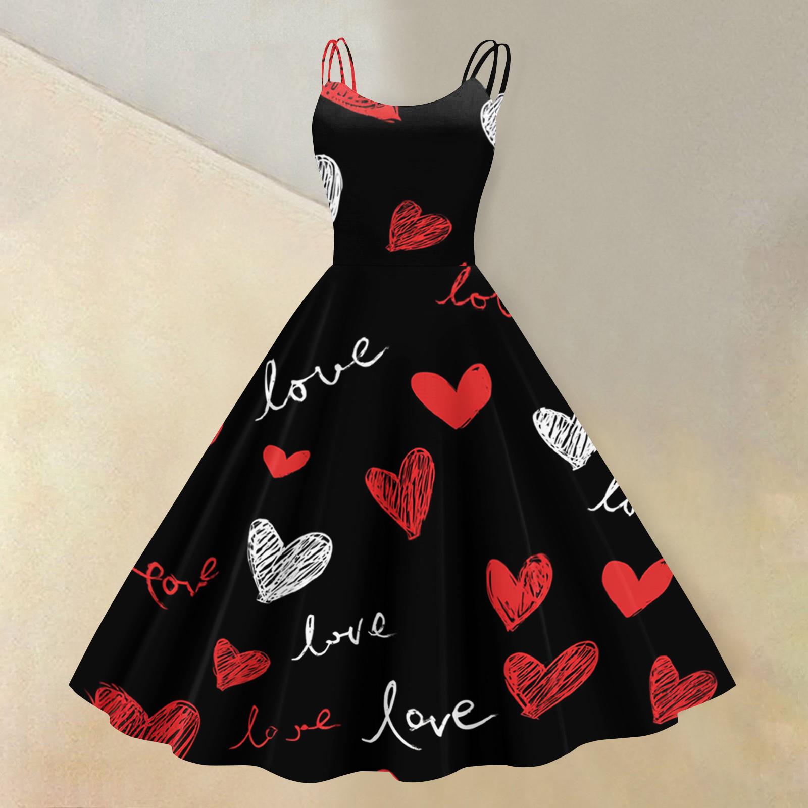 

Women s Valentine s Day Floral Print Sexy Off-Shoulder Punk Retro Dress XL чёрный