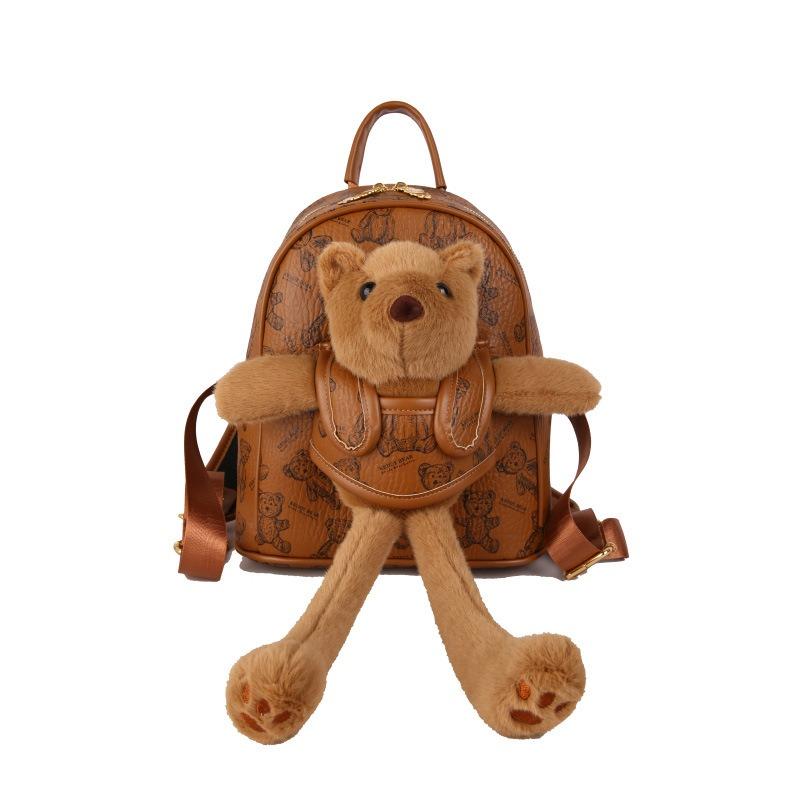 Cute Cartoon Bear Doll Backpack Autumn and Winter New Retro Fashion Travel Cute Backpack