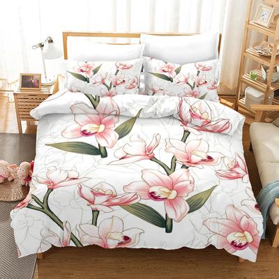 Bettwäsche-Set mit Pflanzen- und Blumenmuster für Damen und Mädchen, Pfirsichblüten, Kirschblüten, Rosenrot und Rosa, Queen-Size