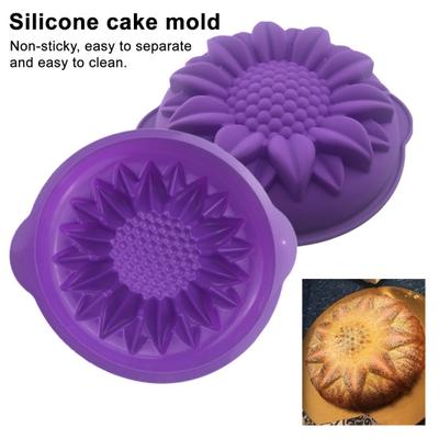 Large Sunflower Cake Mold Silicone Flower Shaped Non-Stick Birthday Cake Baking Tray Cake Pan for Baking