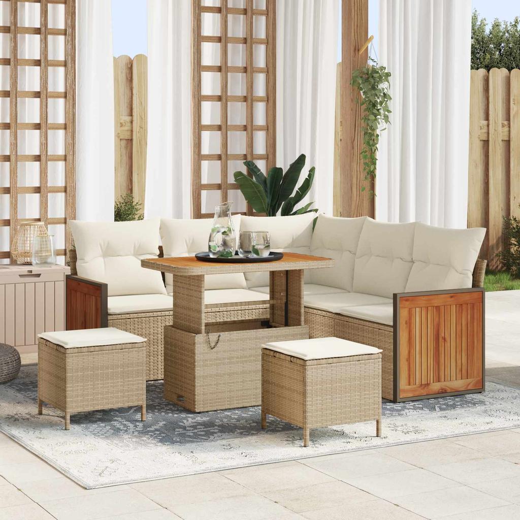 Garden Sofa Set with Cushions 8 pcs Beige and Cream