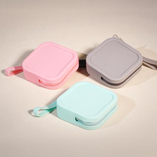 Small Silicone Coin Purse Pouch with Zipper And Wrist Strap, Square Shockproof Fashionable Accessory for Backpacks Storage Bag, Lightweight