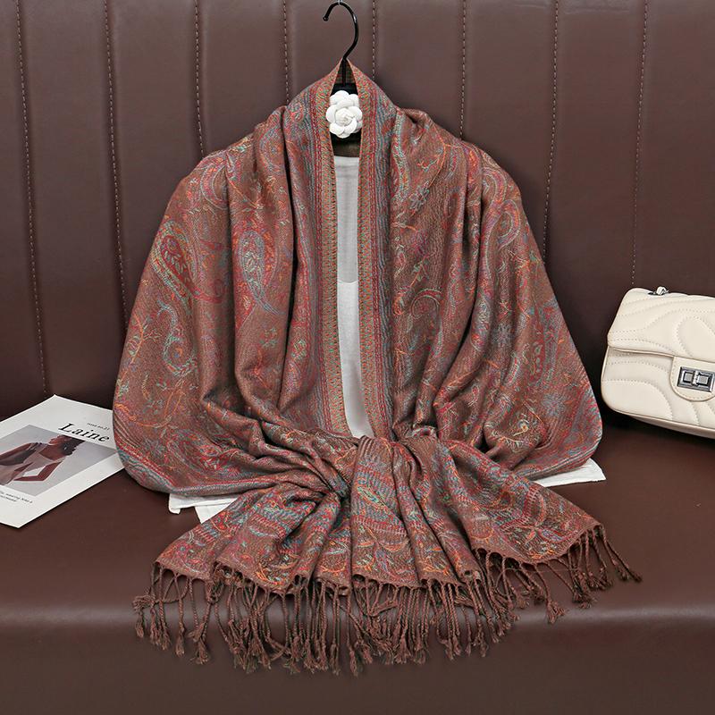 

Retro Jacquard Paisley Tassels Hijab Scarf Cotton Viscose Women Muslim Hijab Shawls Big Size Long Wraps Ladies Fashion Headscarf 70x175cm