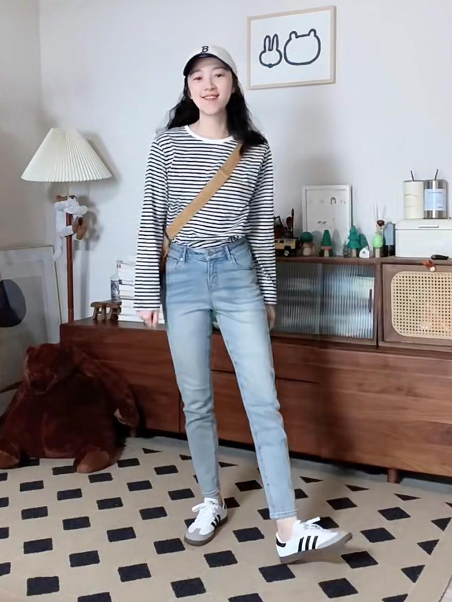 

SuZhen Women s Striped Pure Cotton Slimming T-shirt L (53-63 kg)