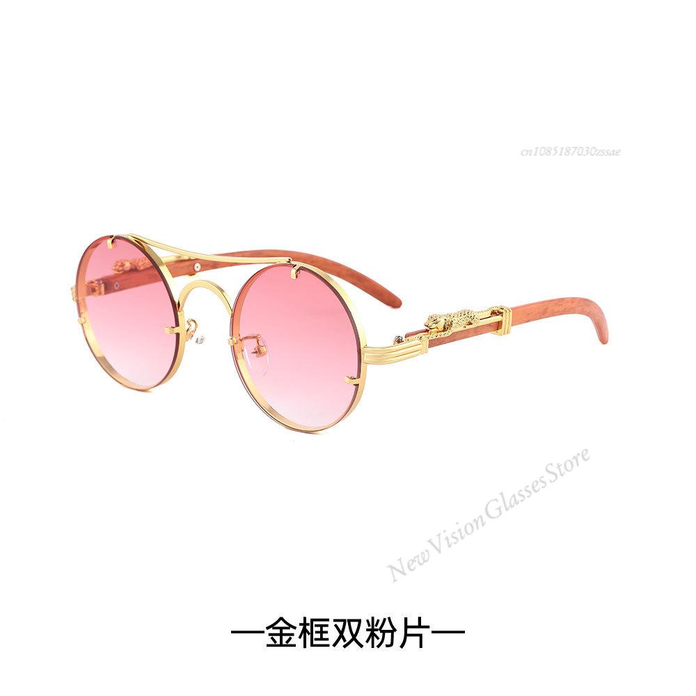Retro Punk Round Sunglasses For Men Women Fashion Double Bridge Multi Color UV Protection Driving Travel