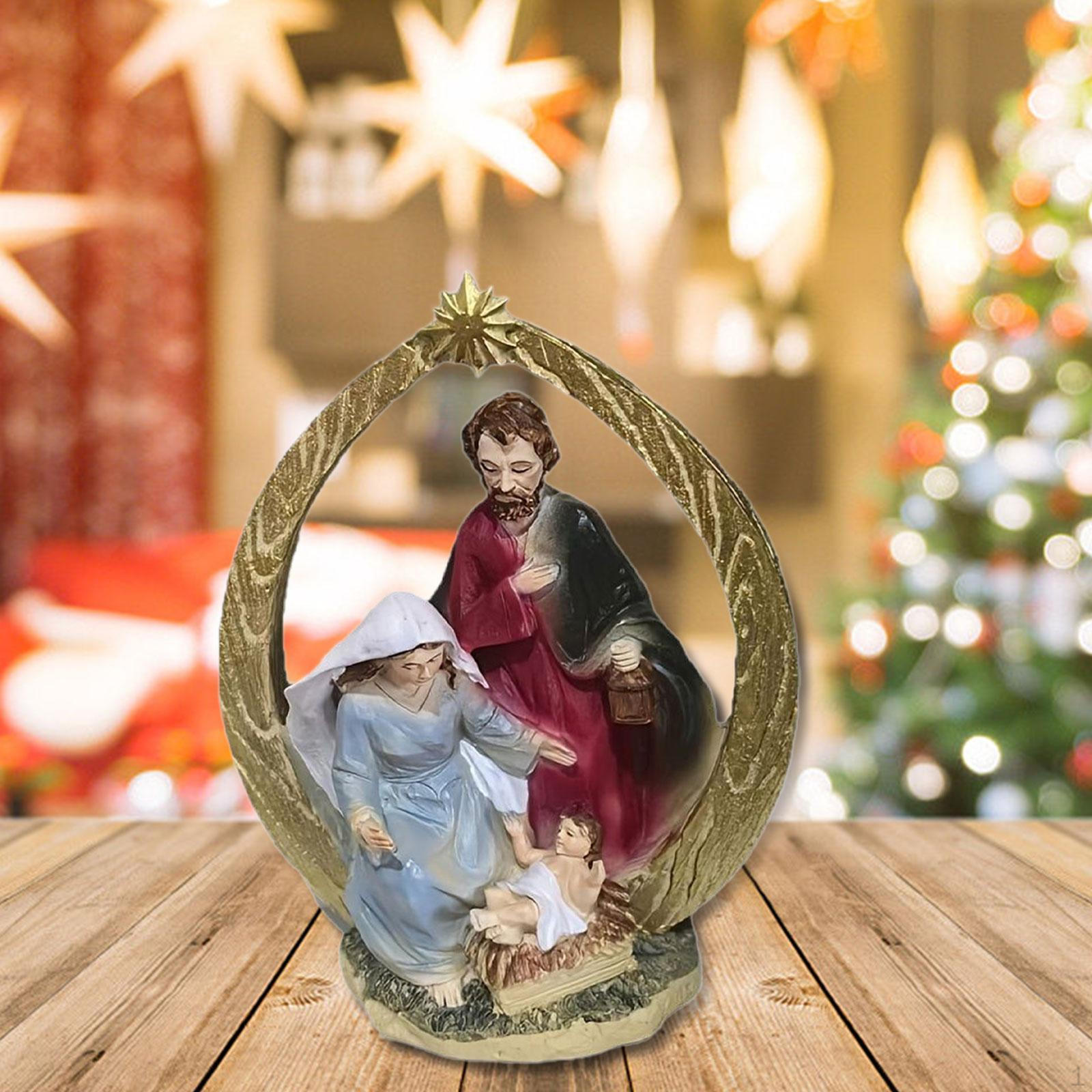 

Holy Family Christmas Figurine 15.5x19cm Lightweight for Holiday Mantle Decor Traditional Handmade