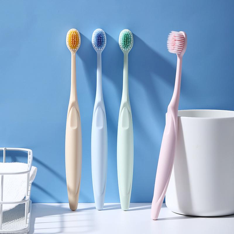 Japanese Style Ultra-Dense Spiral Soft Bristle Toothbrush, Wide Head – 2 Pack, Colorful, for Adults & Couples, with 70 Holes
